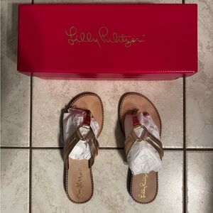 Lilly Pulitzer Gold and Tan Women's Sandals